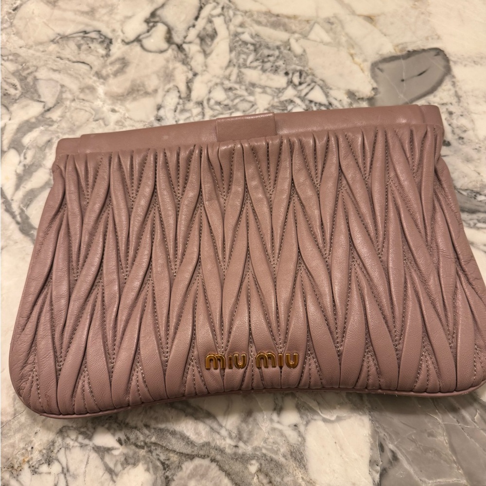 Miu Miu Matelassé leather clutch